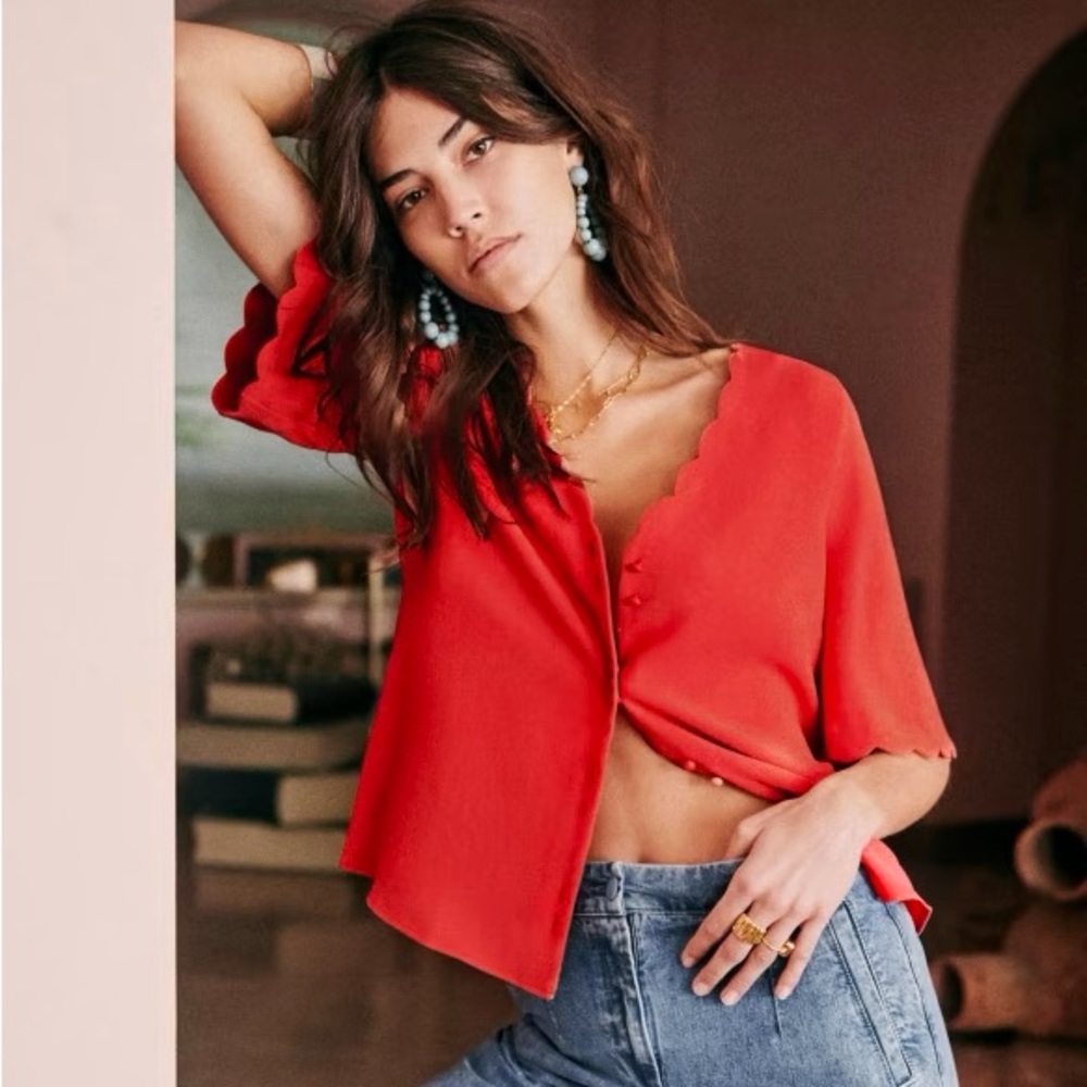Sezane Antika Blouse, size xs, red